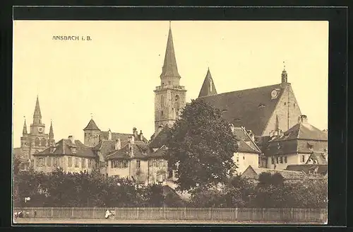 AK Ansbach i. B., Ortspartie mit Kirche