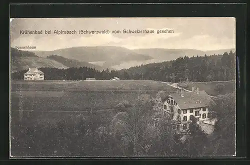 AK Alpirsbach, Krähenbad vom Schweizerhaus gesehen, Sonnenhaus