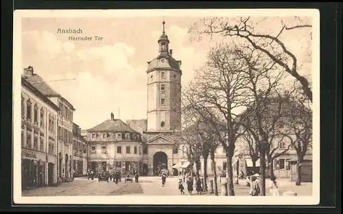 AK Ansbach, Herrieder Tor mit Fussgängern