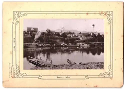 Fotografie Eugen Currlin, Blumenau, Ansicht Blumenau, Partie am Hafen, Porto mit Dampfer Blumenau und Segelbooten