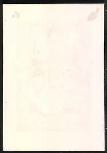 Exlibris Otto Haak, Wappen mit Ritterhelm und Löwe mit Flügeln