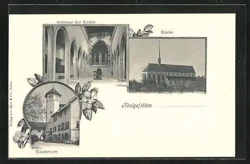 AK Windisch, Kloster Königsfelden, Klosterturm, Kirche, Intérieur der Kirche