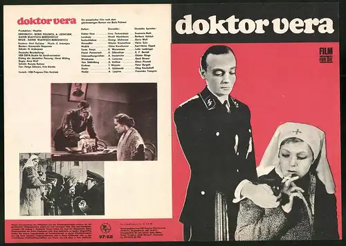 Filmprogramm Film für Sie Nr. 97 /68, Doktor Vera, Irina Tarkowskaja, Ninell Myschkowa, Regie: Damir Wjatitsch-Bereshnyc