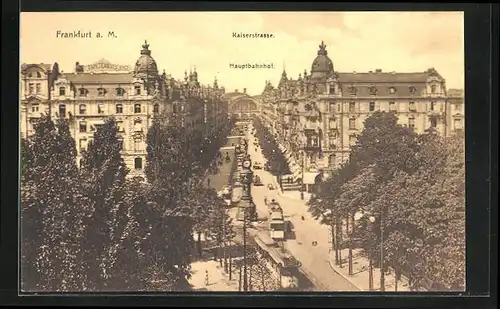 AK Frankfurt, Kaiserstrasse zum Hauptbahnhof