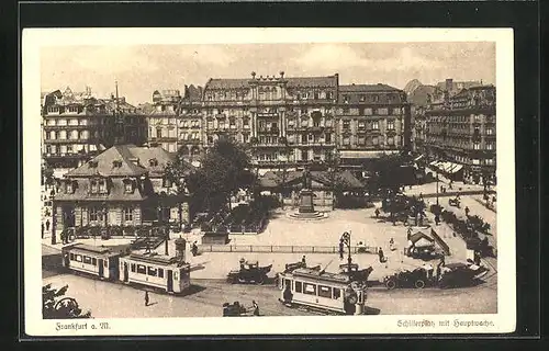 AK Frankfurt, Schillerplatz mit Hauptwache, Strassenbahn