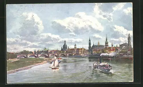 AK Dresden, Altstadt, Blick von der Marienbrücke