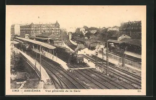 AK Asnières, Vue générale de la Gare, Bahnhof