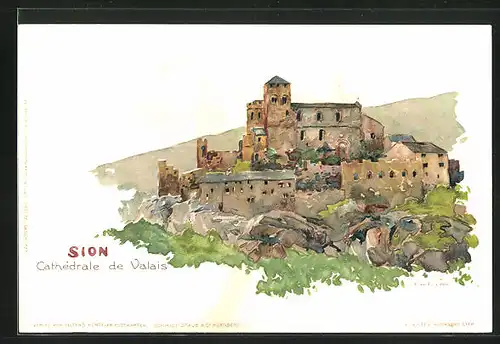 Künstler-AK Fritz Voellmy: Sion, Cathédrale de Valais