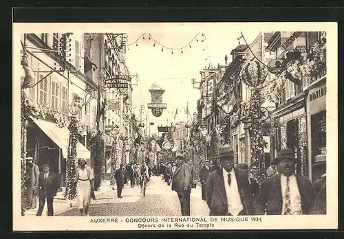 AK Auxerre, Concours International de Musique 1934, Décors de la Rue du Temple