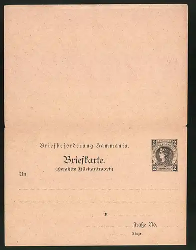 Klapp-AK Briefbefördung Hammonia, Briefkarte, Private Stadtpost