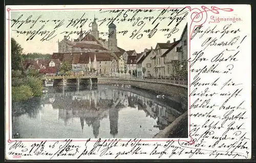 AK Sigmaringen, Flusspartie mit Kirche