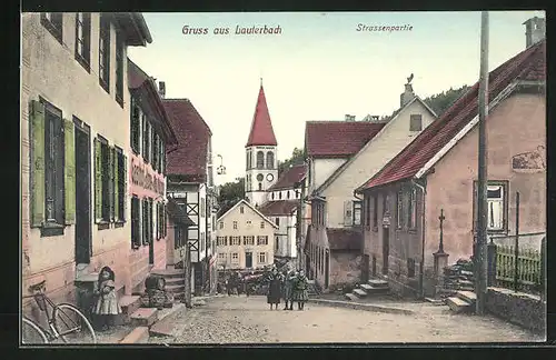 AK Lauterbach, Gasthaus zur Krone in der Strasse zum Rathaus