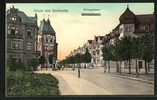 AK Karlsruhe, Kriegstrasse Ecke Königstrasse