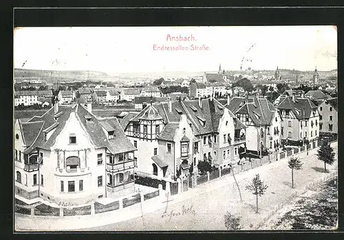 AK Ansbach, Endressallee-Strasse mit Bäumen