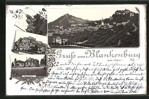 Lithographie Blankenburg am Harz, Ziegenkopf, Regenstein, Grossvater