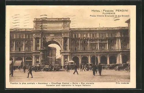 AK Florence, Piazza Vittorio Emanuele, Strassenbahn