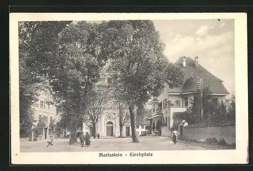 AK Mariastein, Kirchplatz mit Bäumen