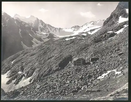 Fotografie unbekannter Fotograf, Ansicht Neustift im Stubai, Nürnberger Hütte g. d. Gletscher, Grossformat 26 x 20cm