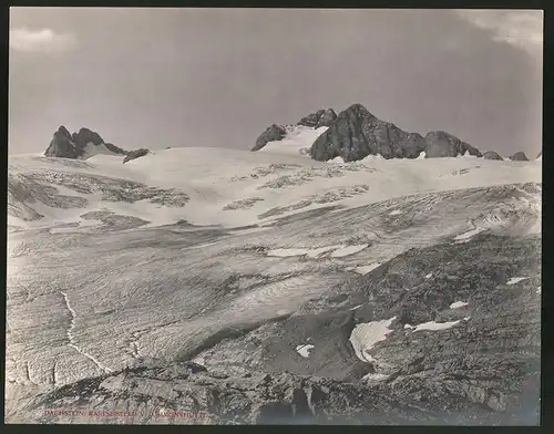 Fotografie Würthle & Sohn, Salzburg, Ansicht Dachstein, Karlseisfeld v. Simony Hütte aus, Gletscher, Fotografenstempel