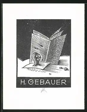 Exlibris Horst Gebauer, Zeitung in der Wüste