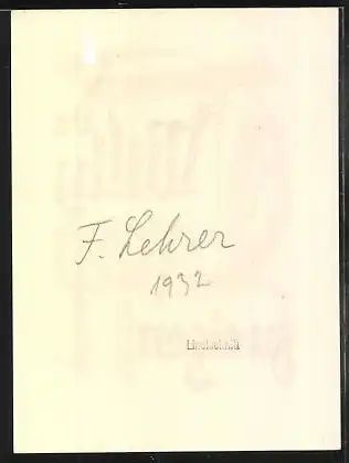 Exlibris Dr. Willy Tropp, Schriftzug