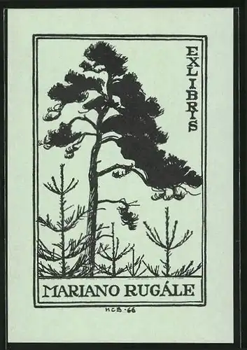 Exlibris Mariano Rugále, Baum mit Blättern