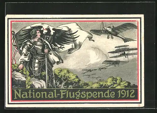 AK National-Flugspende 1912, Ritter und Flugzeuge
