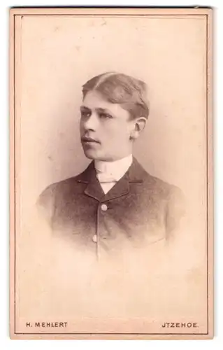 Fotografie H. Mehlert, Itzehoe, Breitestrasse 14, Portrait junger Herr im Anzug mit Fliege