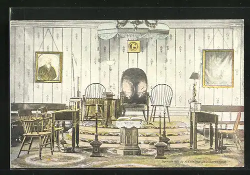 AK Alexandria, VA, Interior View of Old Lodge, Freimaurer