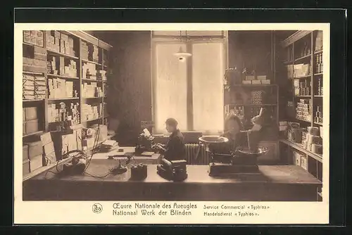 AK Brüssel / Bruxelles, Oeuvre Nationale des Aveugles, Service Commercial Typhlos, Blind