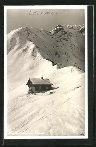 AK Wolfratshauser Hütte, Blick auf die schneebedeckte Gratnerwand und den Grubigstein