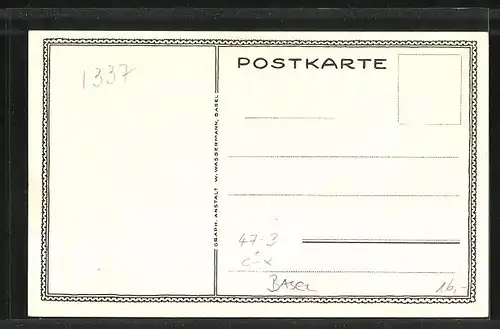 Künstler-AK Basel, Matura 1923, Alma Mater am Kochtopf