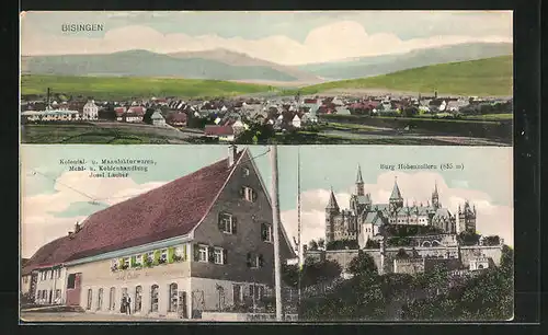 AK Balingen, Kolonialwarenhandlung von Josef Lacher, Burg Hohenzollern, Teilansicht