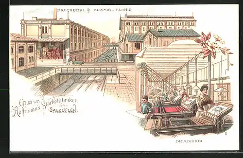 Lithographie Salzuflen, Hoffmann`s Stärkefabriken, Druckerei & Pappen-Fabrik
