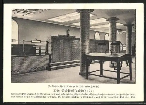 AK Mülheim /Ruhr, Postschliessfach-Anlage im Postgebäude