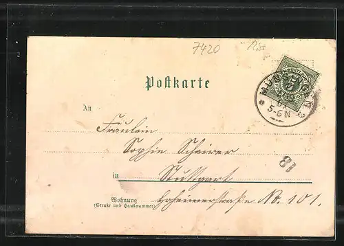 Lithographie Münsingen /Haardt, Truppenübungsplatz, Gesamtansicht, Ludwigshöhe, Hotel Fezer & Dampfbäckerei