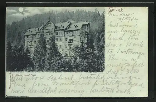 Mondschein-AK Triberg, Schwarzwald-Hotel