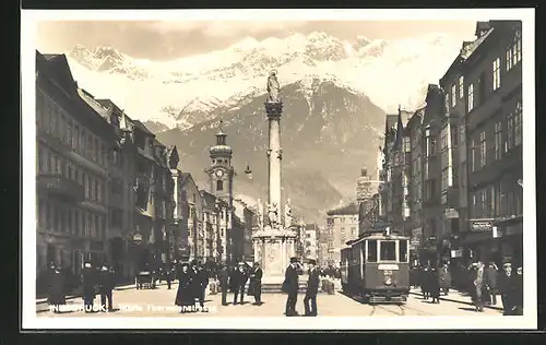 AK Innsbruck, Maria Theresienstrasse, Strassenbahn