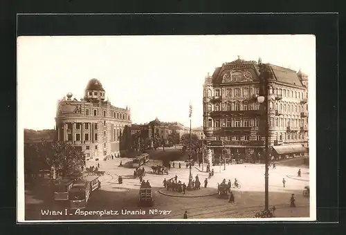 AK Wien, Aspernplatz, Urania Nr. 727, Strassenbahn