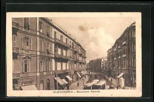 AK Alexandria, Boulevard Ramleh, Strassenbahn