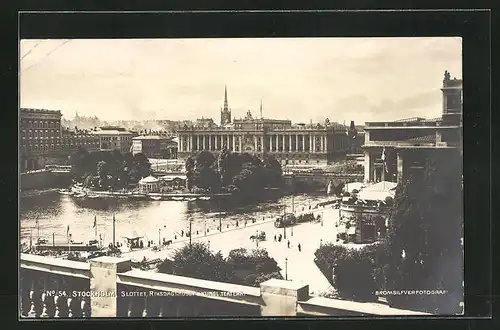 AK Stockholm, Slottet, Riksdagshuset & Kungl. Teatern, Strassenbahn