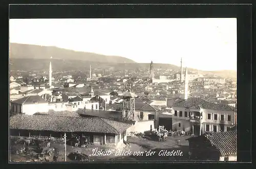 Foto-AK Skopje / Ueskueb, Blick von der Citadelle