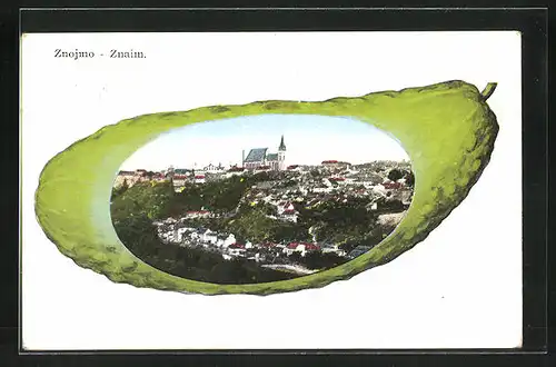 AK Znaim, Panorama mit Kirche, Gurke