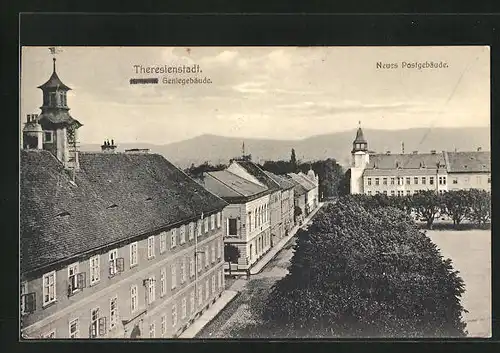 AK Theresienstadt / Terezin, Neues Postgebäude und Geniegebäude
