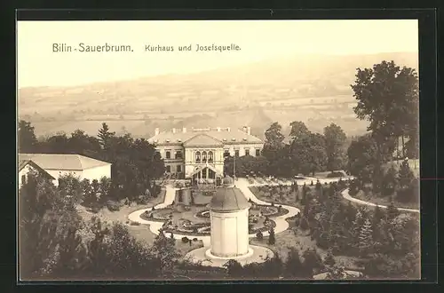 AK Bilin / Bilina, Sauerbrunn Kurhaus und Josefsquelle