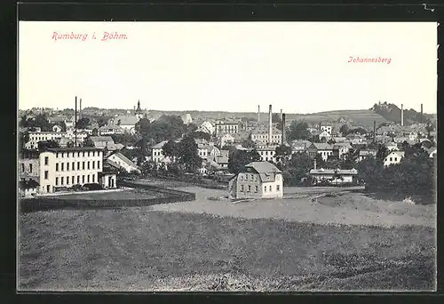 AK Rumburg i. Böhm., Totalansicht mit Johannesberg