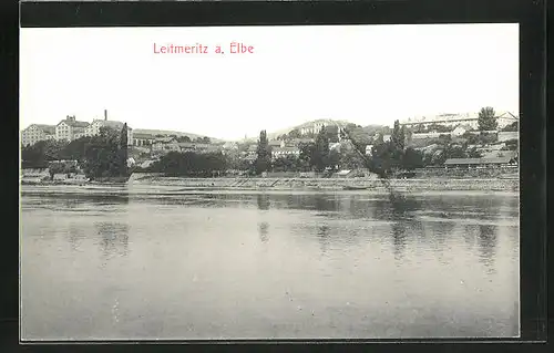 AK Leitmeritz / Litomerice, Ortsansicht von der Elbe aus gesehen