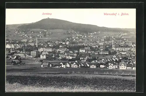 AK Warnsdorf / Varnsdorf, Totalansicht mit Spitzberg