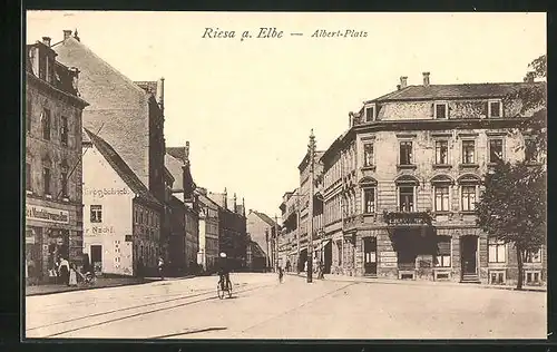 AK Riesa a. Elbe, Ansicht vom Albert-Platz