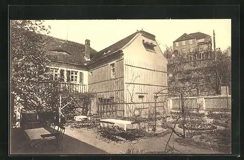 AK Diesbar a. d. Elbe, Gasthaus Hempel`s Rosengarten mit Terrasse